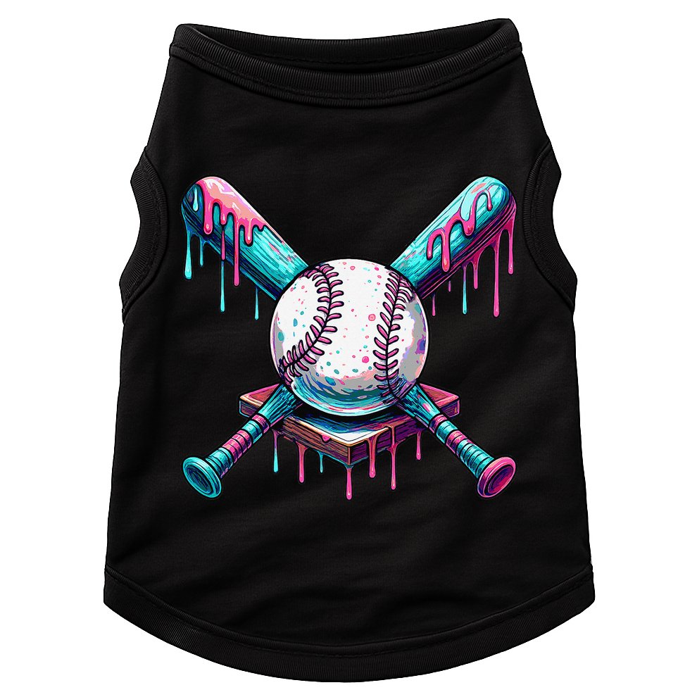 Baseball Ice Cream Drip Baseball Doggie Tank