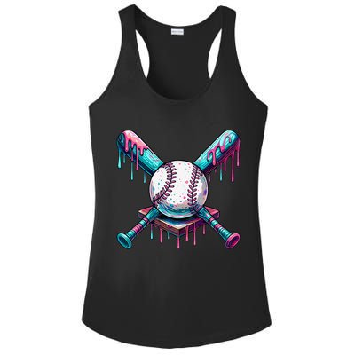 Baseball Ice Cream Drip Baseball Ladies PosiCharge Competitor Racerback Tank