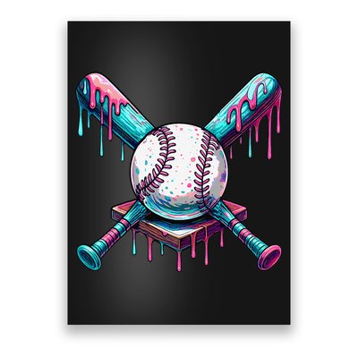 Baseball Ice Cream Drip Baseball Poster