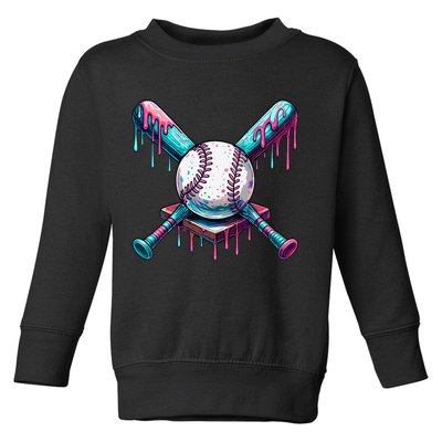 Baseball Ice Cream Drip Baseball Toddler Sweatshirt
