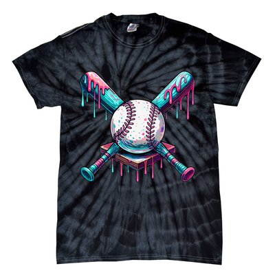 Baseball Ice Cream Drip Baseball Tie-Dye T-Shirt