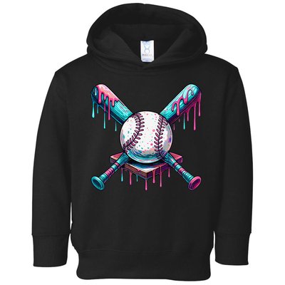 Baseball Ice Cream Drip Baseball Toddler Hoodie
