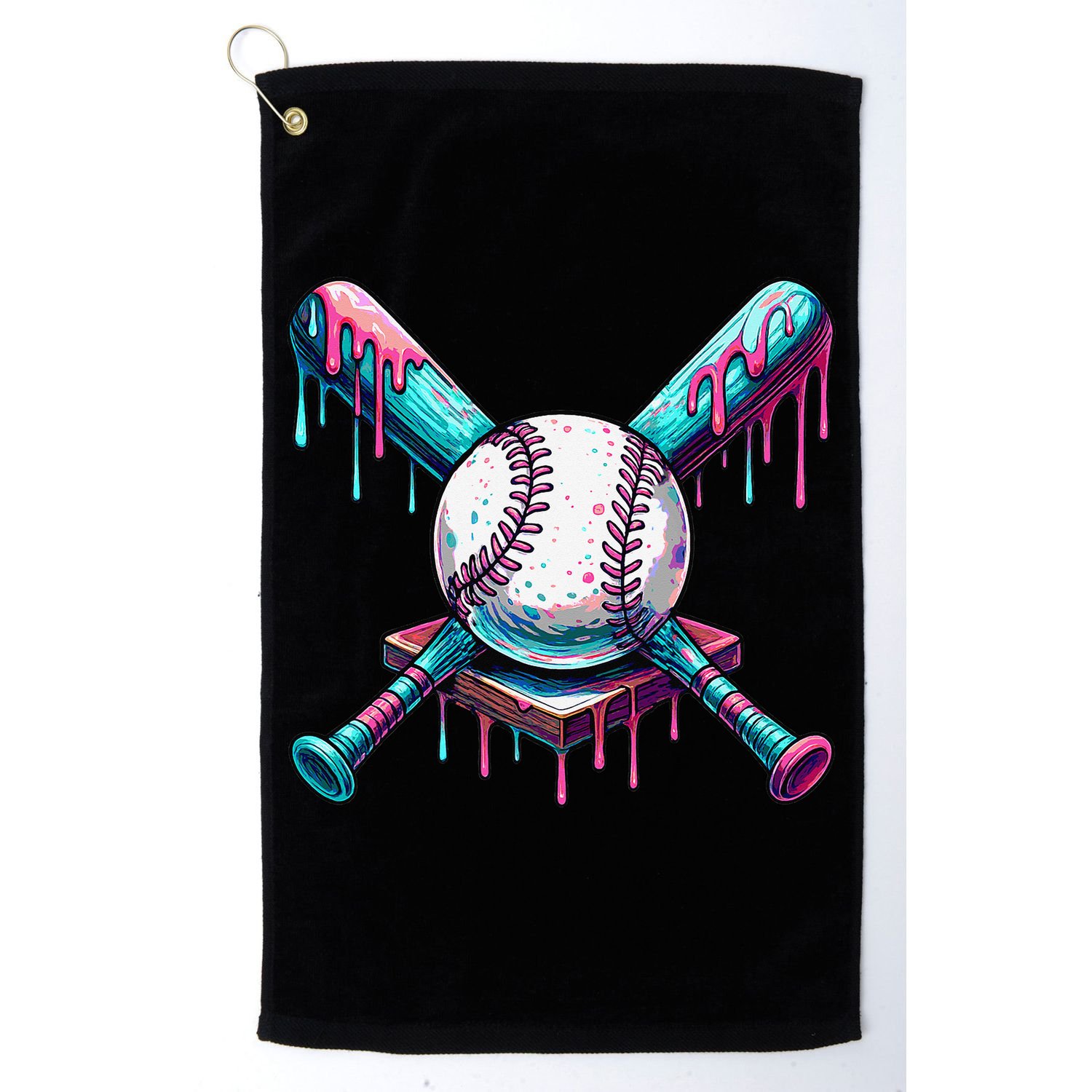 Baseball Ice Cream Drip Baseball Golf Towel