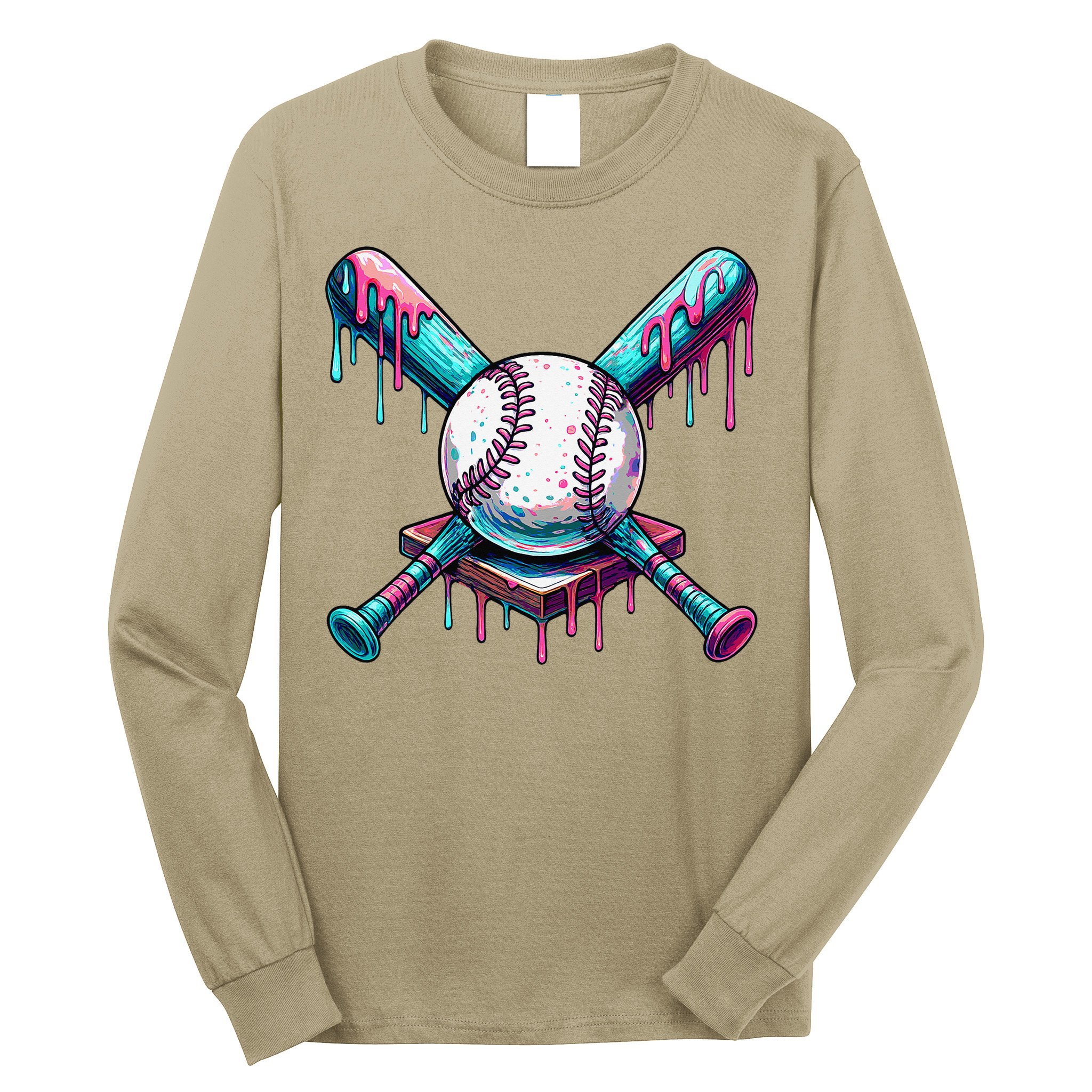 Baseball Ice Cream Drip Baseball Long Sleeve Shirt