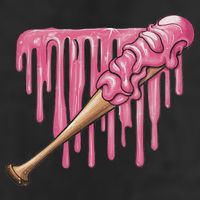 Baseball Ice Cream Baseball Bat With Sprinkles Drip 7 Panel Mesh Trucker Snapback Hat