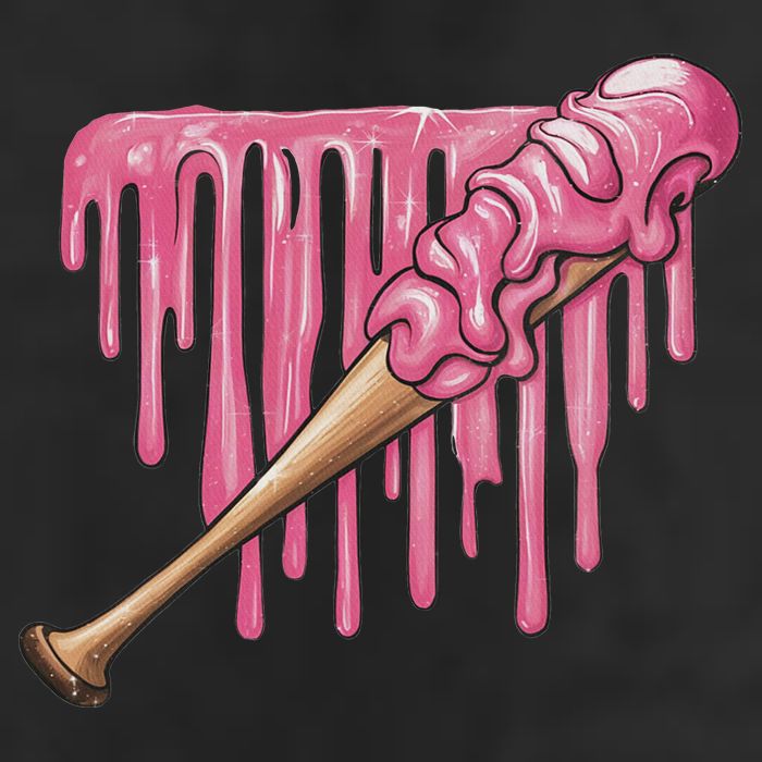 Baseball Ice Cream Baseball Bat With Sprinkles Drip 7 Panel Mesh Trucker Snapback Hat