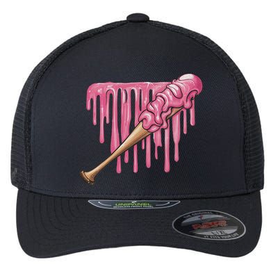 Baseball Ice Cream Baseball Bat With Sprinkles Drip Flexfit Unipanel Trucker Cap