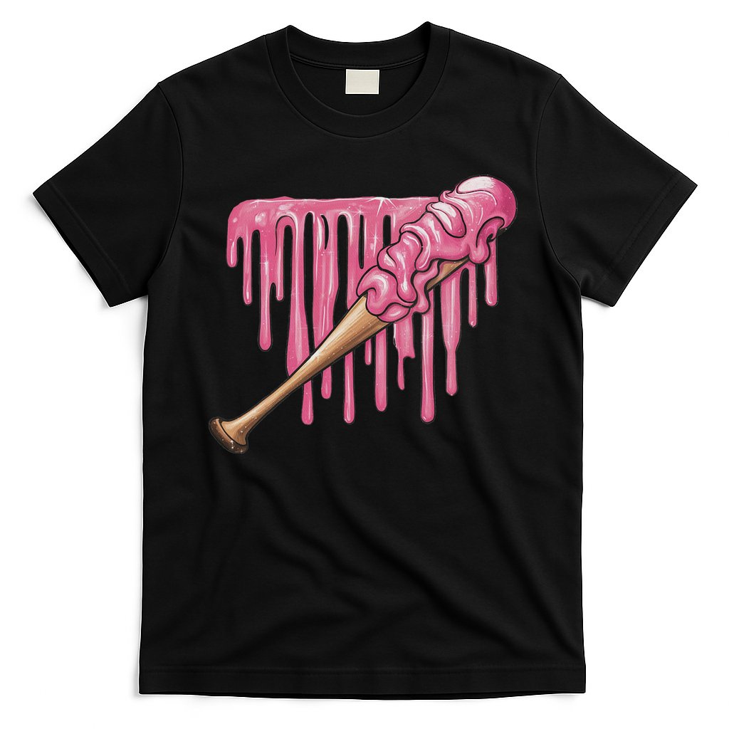 Baseball Ice Cream Baseball Bat With Sprinkles Drip T-Shirt