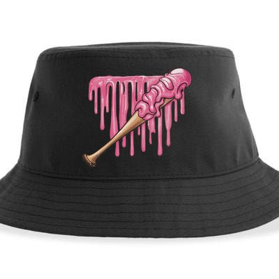 Baseball Ice Cream Baseball Bat With Sprinkles Drip Sustainable Bucket Hat