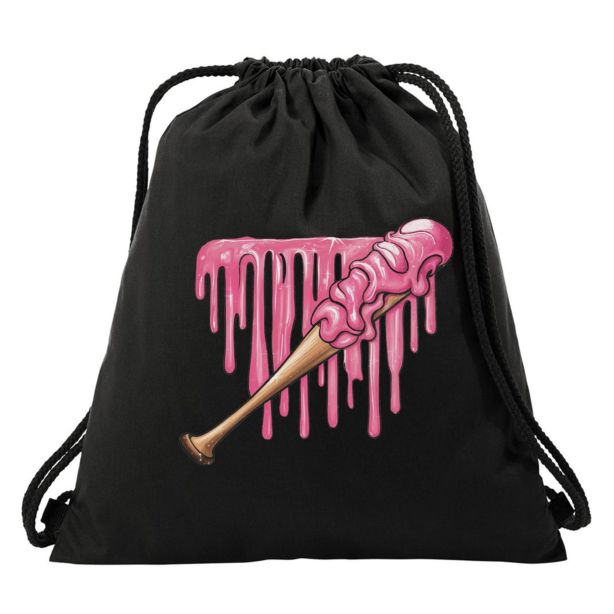 Baseball Ice Cream Baseball Bat With Sprinkles Drip Drawstring Bag
