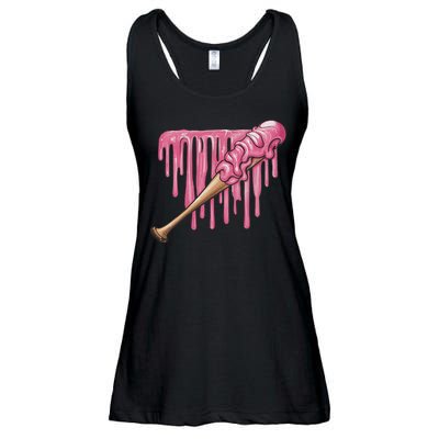 Baseball Ice Cream Baseball Bat With Sprinkles Drip Ladies Essential Flowy Tank