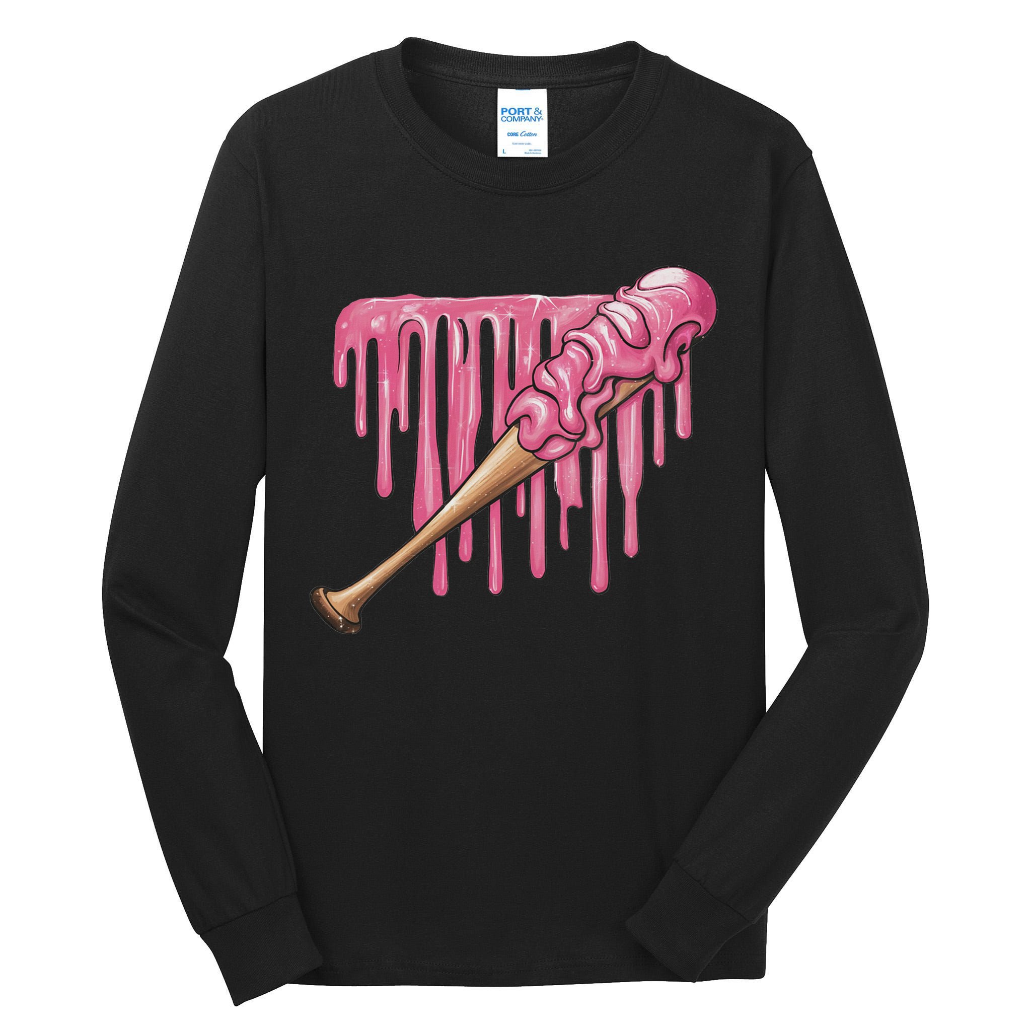 Baseball Ice Cream Baseball Bat With Sprinkles Drip Tall Long Sleeve T-Shirt