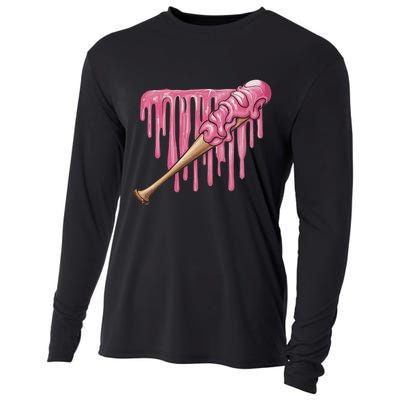 Baseball Ice Cream Baseball Bat With Sprinkles Drip Cooling Performance Long Sleeve Crew