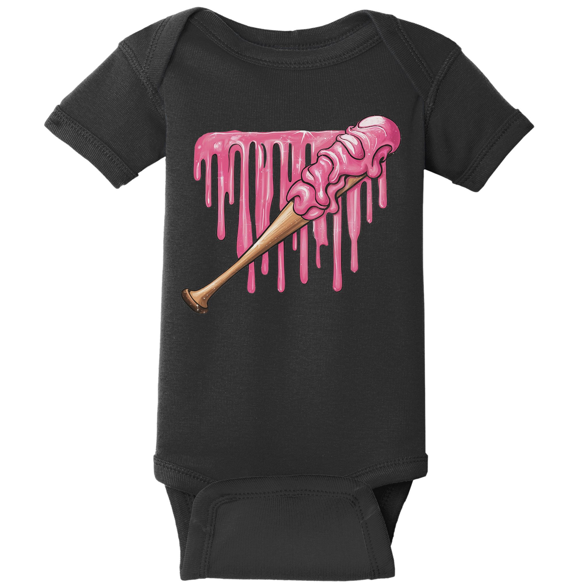 Baseball Ice Cream Baseball Bat With Sprinkles Drip Baby Bodysuit