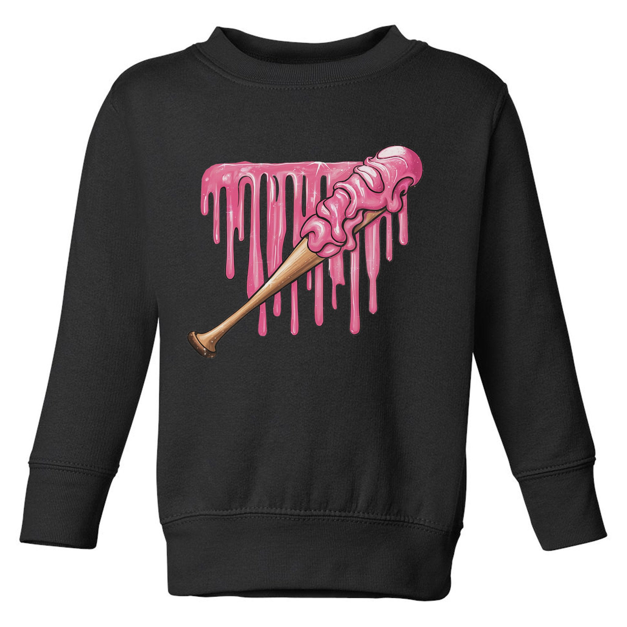 Baseball Ice Cream Baseball Bat With Sprinkles Drip Toddler Sweatshirt