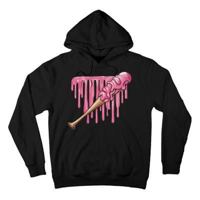 Baseball Ice Cream Baseball Bat With Sprinkles Drip Tall Hoodie