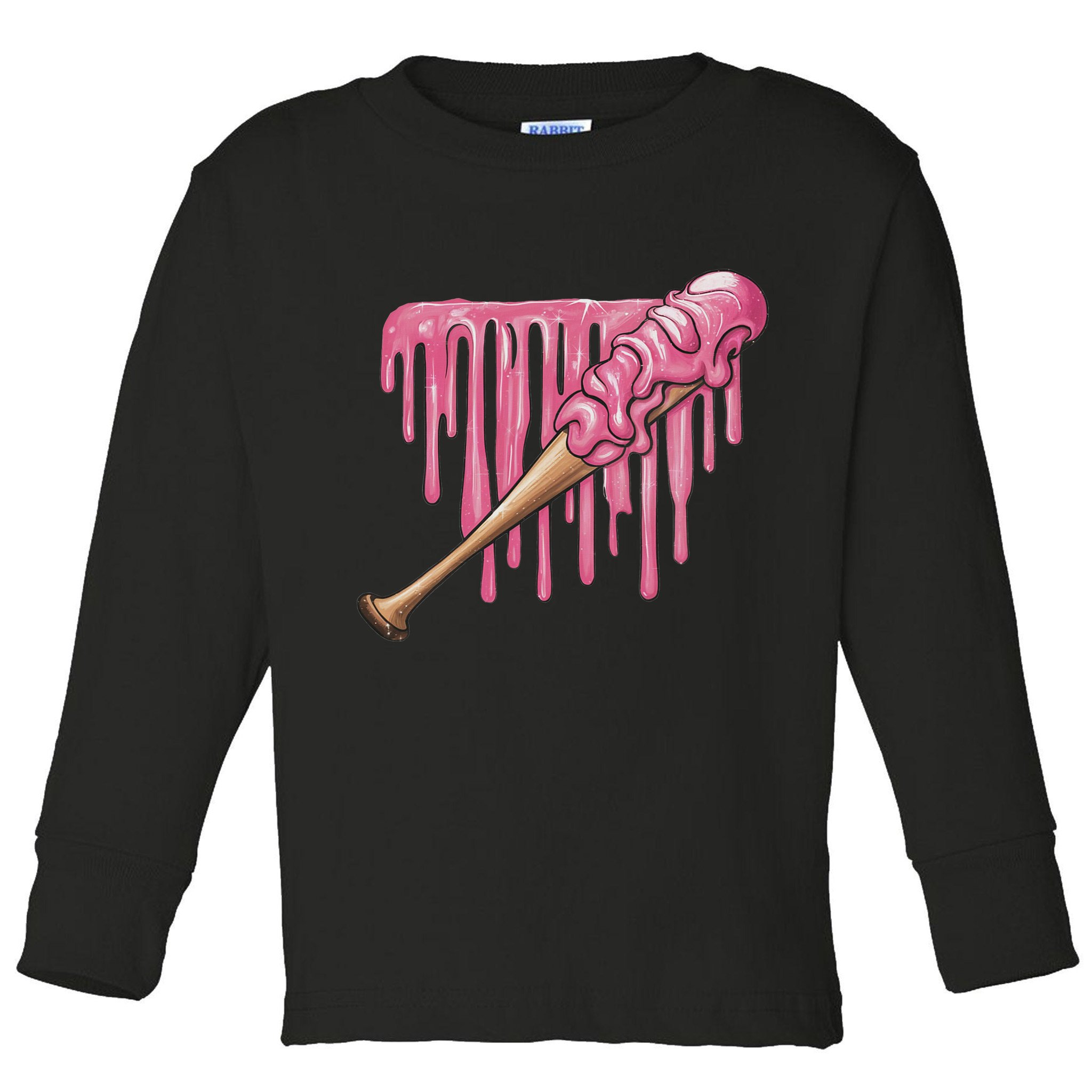 Baseball Ice Cream Baseball Bat With Sprinkles Drip Toddler Long Sleeve Shirt