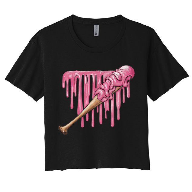 Baseball Ice Cream Baseball Bat With Sprinkles Drip Crop Top
