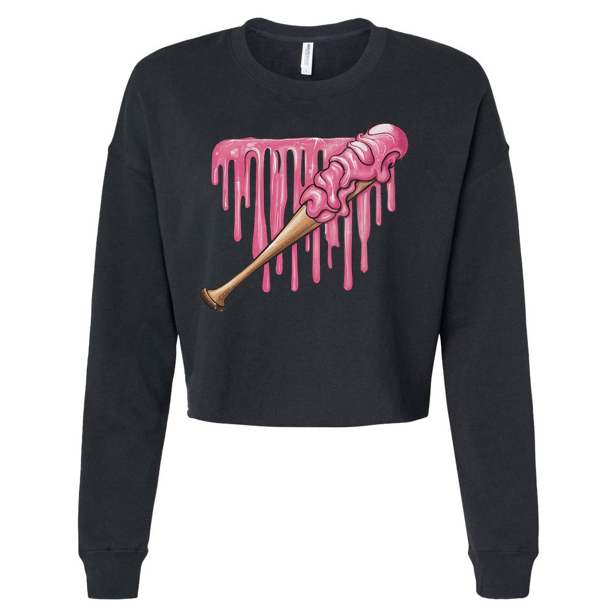 Baseball Ice Cream Baseball Bat With Sprinkles Drip Cropped Pullover Crew