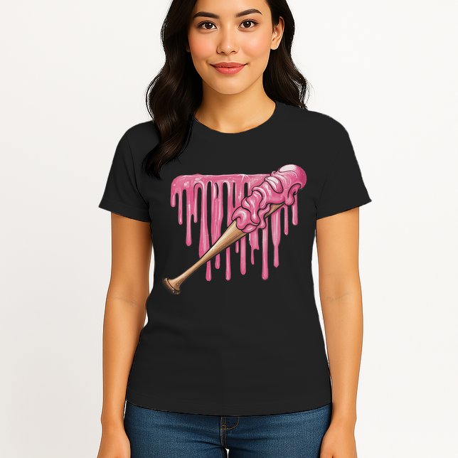 Baseball Ice Cream Baseball Bat With Sprinkles Drip Womens T-Shirt