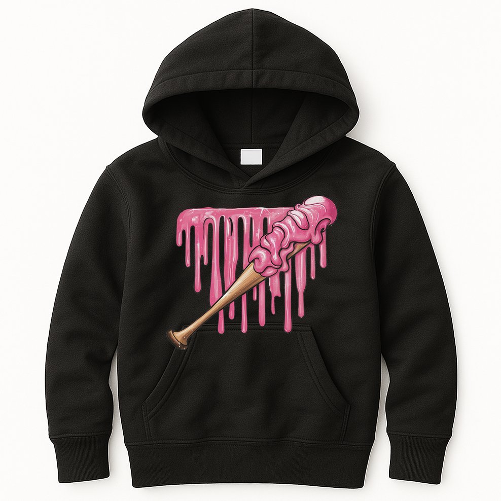 Baseball Ice Cream Baseball Bat With Sprinkles Drip Kids Hoodie