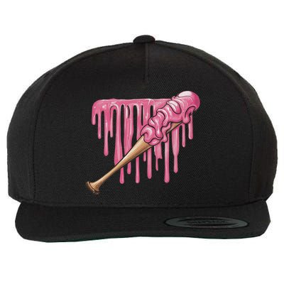 Baseball Ice Cream Baseball Bat With Sprinkles Drip Wool Snapback Cap