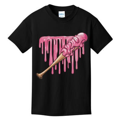 Baseball Ice Cream Baseball Bat With Sprinkles Drip Kids T-Shirt