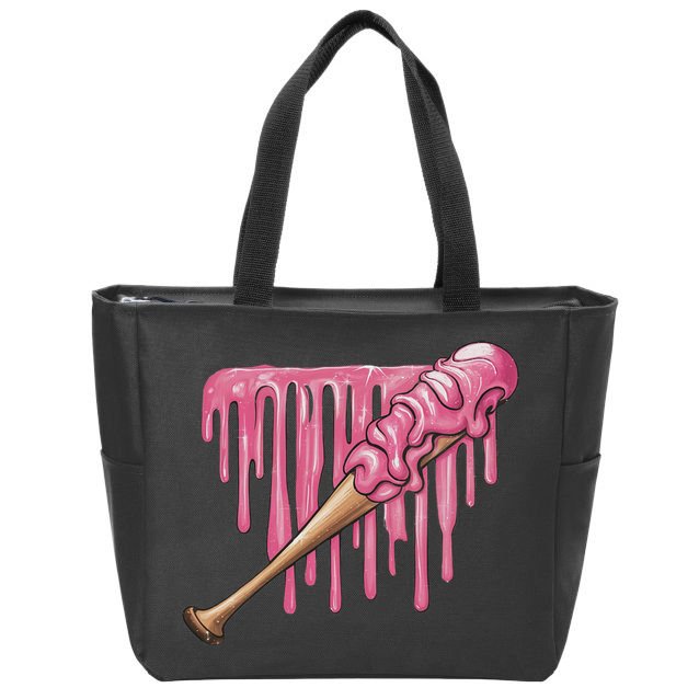 Baseball Ice Cream Baseball Bat With Sprinkles Drip Zip Tote Bag