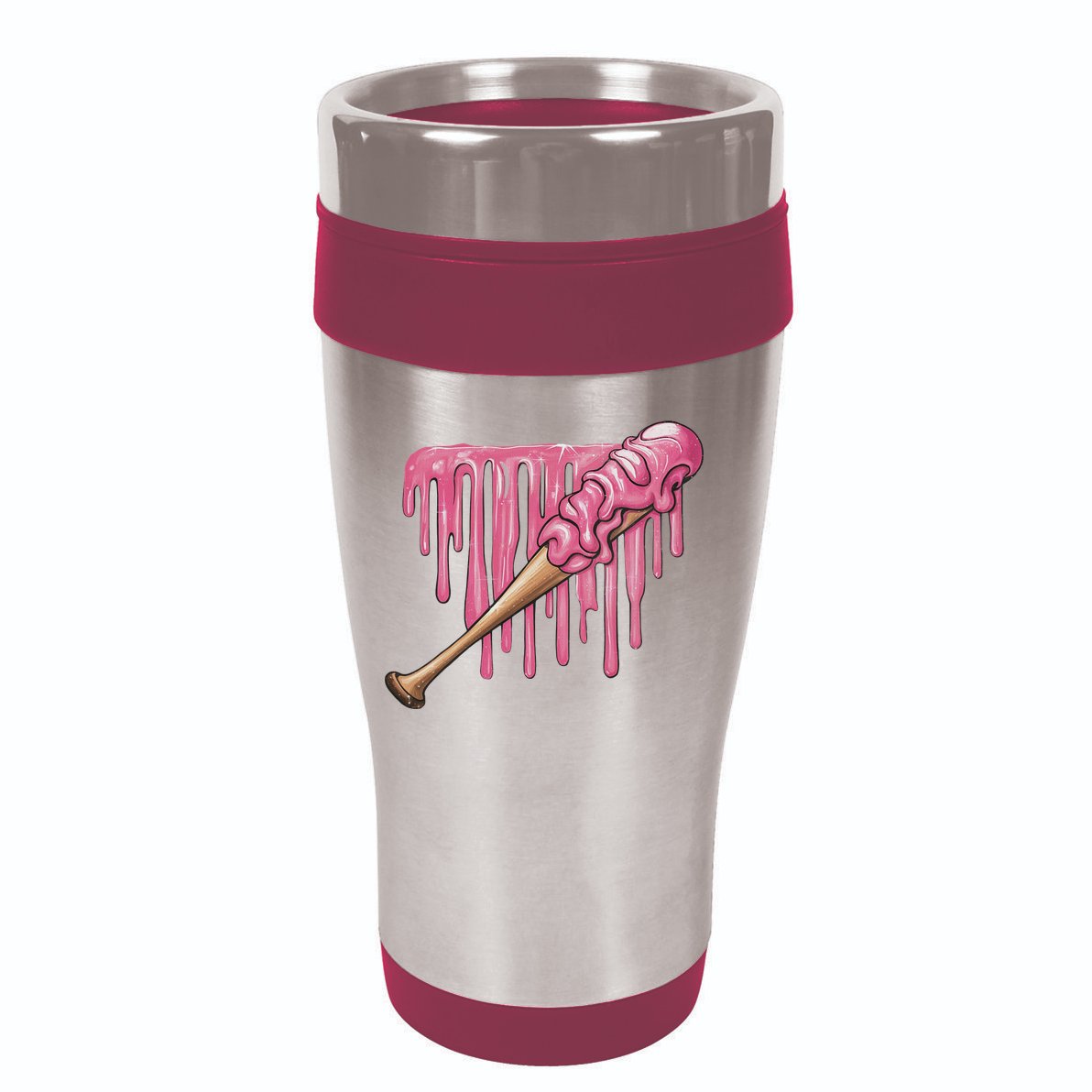 Baseball Ice Cream Baseball Bat With Sprinkles Drip 16oz Travel Tumbler