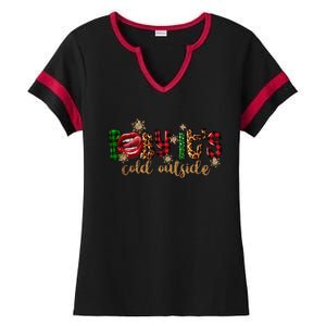 Baby ItS Cold Outside Lips Buffalo Plaid Christmas Pajama Ladies Halftime Notch Neck Tee