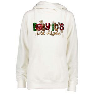 Baby ItS Cold Outside Lips Buffalo Plaid Christmas Pajama Womens Funnel Neck Pullover Hood