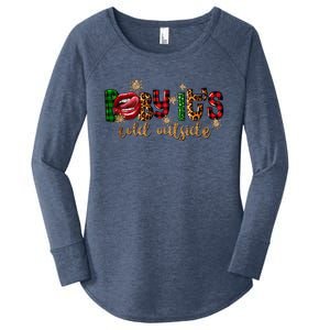 Baby ItS Cold Outside Lips Buffalo Plaid Christmas Pajama Women's Perfect Tri Tunic Long Sleeve Shirt