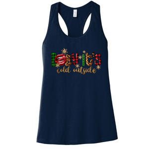 Baby ItS Cold Outside Lips Buffalo Plaid Christmas Pajama Women's Racerback Tank