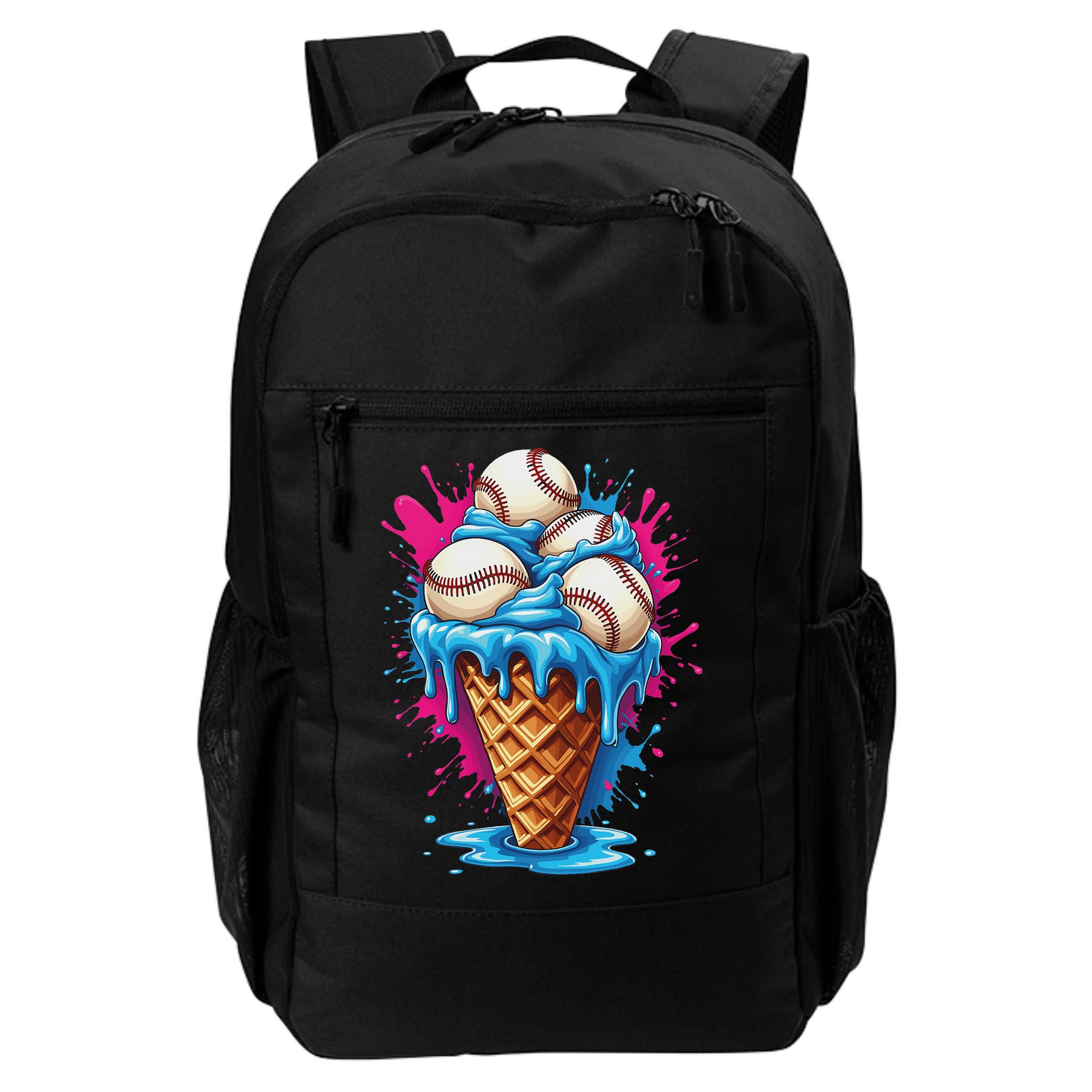 Baseball Ice Cream Funny Ice Cream Baseball Drip Watercolor Backpack