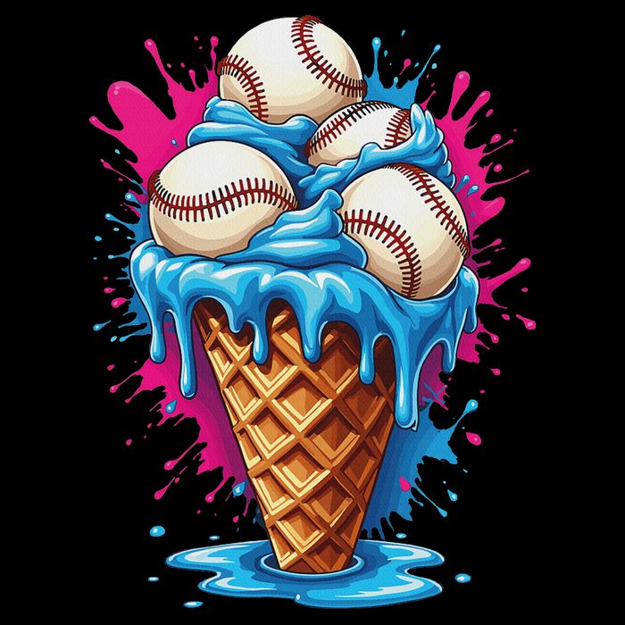 Baseball Ice Cream Funny Ice Cream Baseball Drip Watercolor Bucket Hat