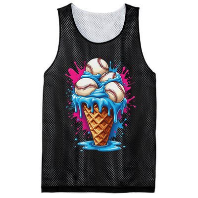 Baseball Ice Cream Funny Ice Cream Baseball Drip Watercolor Mesh Reversible Basketball Jersey Tank