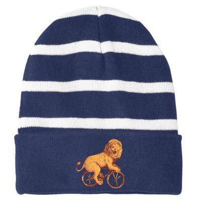 Bicycle Lion Striped Beanie with Solid Band