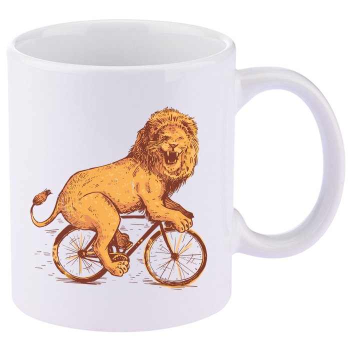 Bicycle Lion 11oz C Handle Ceramic Mug