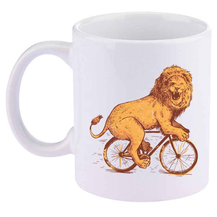 Bicycle Lion 11oz C Handle Ceramic Mug