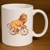 Bicycle Lion 11oz C Handle Ceramic Mug
