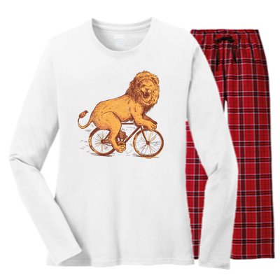 Bicycle Lion Women's Long Sleeve Flannel Pajama Set 