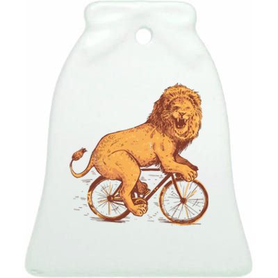 Bicycle Lion Ceramic Bell Ornament