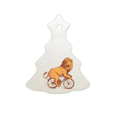 Bicycle Lion Ceramic Tree Ornament