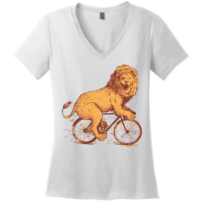 Bicycle Lion Women's V-Neck T-Shirt