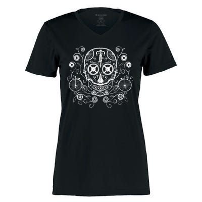 Bicycle Skull Women's Momentum V-Neck T-Shirt