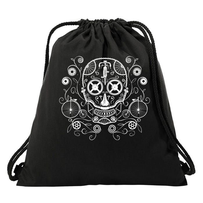 Bicycle Skull Drawstring Bag