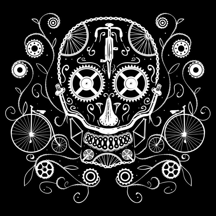 Bicycle Skull Drawstring Bag