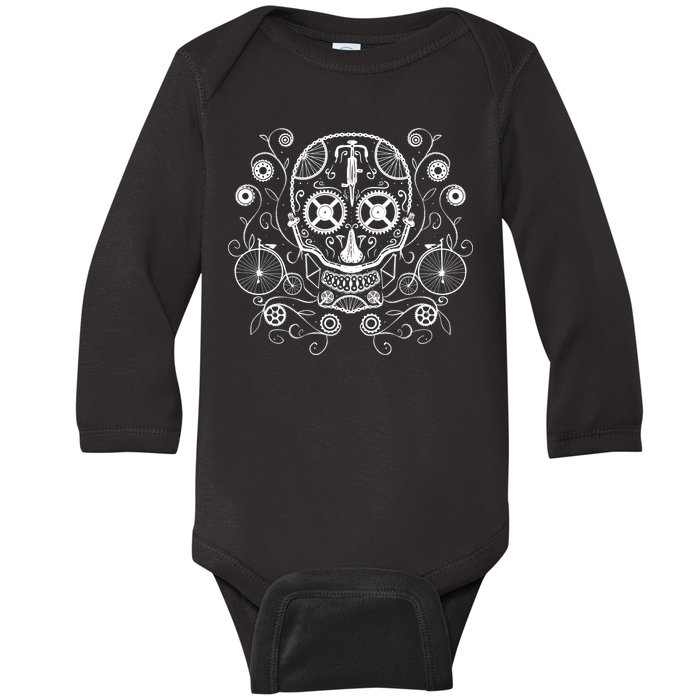 Bicycle Skull Baby Long Sleeve Bodysuit