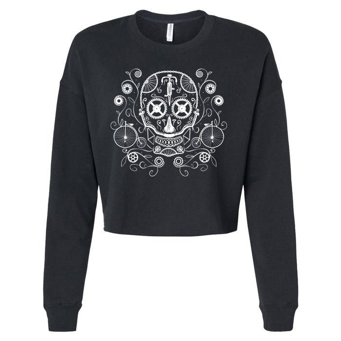 Bicycle Skull Cropped Pullover Crew