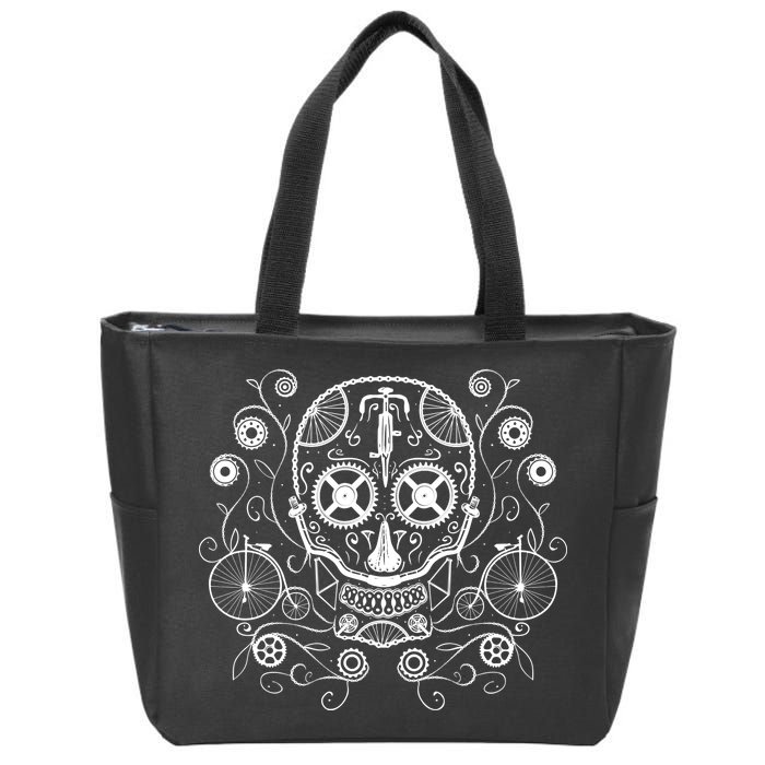 Bicycle Skull Zip Tote Bag